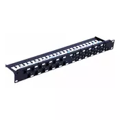 Techly I-PP 24-RU-C6ATSL 24x Keystone RJ45 Cat6a UTP Patch panel, 1U, poševni priključki