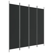 Vidaxl Paravan 4-delni 200x200 cm črno blago