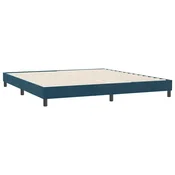 Vidaxl posteljni okvir brez vzmetnice temno modra 180x210 cm žamet