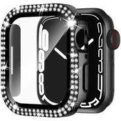 GS Ovitek 2 v 1 + kaljeno steklo za Apple Watch 7/8/9 45 mm, črn