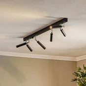 SOLLUX LIGHTING Stropna svetilka Nicanor, črna/krom, 100 cm, 6-kraka - Dnevna soba/jedilnica - črna, krom - Kovina