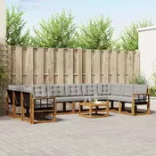 Set vanjskih sofa 11 kom. Prirodna i svijetlo siva