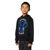 Otroški bombažen pulover Kenzo Kids črna barva, s kapuco, K61437