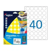 Okrogle etikete 24 mm Agipa A5 rumene