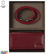 Princ Leather Ženski poklon set novcanik i kaiš, Bordo