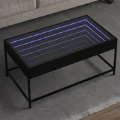 vidaXL Klubska mizica z neskončnimi LED lučkami črna 90x50x41 cm