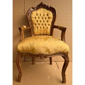 Casa Padrino baroque dining room chair with armrests gold/brown - Handmade antique style solid wood chair with elegant pattern - Dining room furniture in baroque style - Baroque furniture