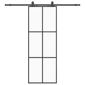Vidaxl Drsna vrata z opremo črna 76x205 cm ESG steklo