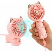 Generic Prenosni ročni ventilator, Mini USB ventilator z baterijo za ponovno polnjenje in 3 hitrostmi, ljubek osebni majhen električni ventilator za dekleta/ženske/otroke na prostem, zložljiv ročni, (21125938)