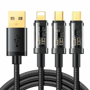 Joyroom USB kabel S-1T3015A5 3w1 USB-C/Lightning/Micro USB 3,5A 1,2 m (črn)