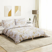 Set posteljine za poplun bijelo-smedi 240 x 220 cm pamucni