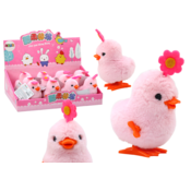 slomart LEAN TOYS Skačuči piščanec, navijan, s cvetlico, roza