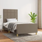 shumee vidaXL Posteljni okvir brez vzmetnice, taupe, 100x200 cm, oblazinjen s tkanino