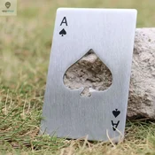 KJB Stainless Steel Spade Bottle Opener, Slim Wallet-Sized Tool KJB ploščat odpirač steklenic iz nerjavnega jekla z motivom pika, srebrn