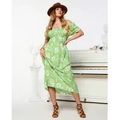 Resti Green womens midi dress with floral pattern - Clothing