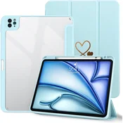 Ovitek za iPad Air 11 M2 2024/iPad Pro 11 – Prozoren Zadnji Pokrov z Držalom za Pisalo, Svetlo Moder
