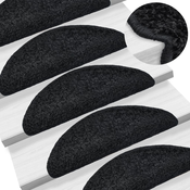 Prostirke za stepenice 15 kom 65x21x4 cm Crne poluokrugle velike