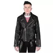 Moška jakna (biker) STRAIGHT TO HELL - Vegan Commando - Black/Silver - Ball Pull/Red Lining - VEG-COM-BLK-SIL