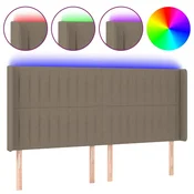 Vidaxl LED posteljno vzglavje taupe 163x16x118/128 cm blago