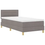 Vidaxl LED Box Spring Postelja z LED trakami Taupe 90 x 190 cm blago