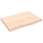 Vidaxl Stenska polica 60x40x(2-4) cm neobdelana trdna hrastovina