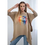 Oversize blouse with rainbow camel print