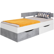 Krevet MBAA15, bialy lux/beton, Boja: Bijela + siva