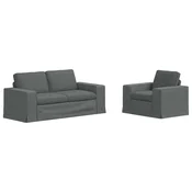 Vidaxl Kavčna garnitura 2 szt. Temno siva 182 x 80 x 82 cm blago