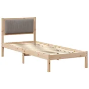 Vidaxl Posteljni okvir z oblazinjenim vzglavjem Taupe 75 x 190 cm