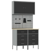 vidaXL vidaXL Set delovne omare Set 4 Črna Jeklo Velika Nastavljive noge, (22094676)