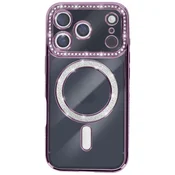 AVIZAR Ovitek za iPhone 17 Pro, združljiv z MagSafe, z okrasnim obrisom iz strasa, Vijolična, (5000190113)