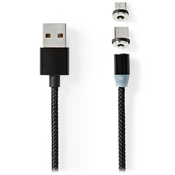 Kabel NEDIS USB 2.0/ vtič USB-A - vtič USB micro-B/ vtič USB-C/ magnetni konektorji/ črn/ pretis