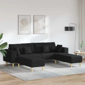 Sofa s jastukom 3 pcs Crna tkanina
