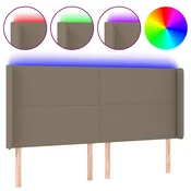 Vidaxl LED posteljno vzglavje taupe 203x16x118/128 cm blago