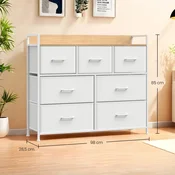 Songmics Predalnik z 7 tkaninskimi predali 285x98x85 cm bel