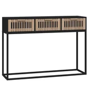 Vidaxl Konzolna mizica črna 105x30x75 cm inženirski les in železo