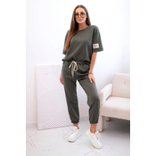 Kesi Włoski Womens viscose set with short sleeves and trousers khaki