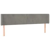 Vidaxl Vzglavje z ušesi svetlo sivo 203x16x78/88 cm žamet