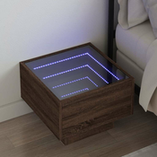 Nocni ormaric s beskonacnim LED boja smedeg hrasta 40x40x30 cm