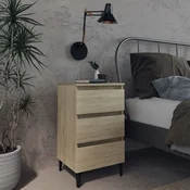 shumee vidaXL Nočna omarica s kovinskimi nogami sonoma hrast 40x35x69 cm