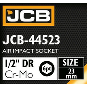 JCB Udarna glava 1/2 23 mm 6-kutna Cr-Mo DODATNA kljucanica