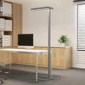 Arcchio LED talna svetilka Logan Ultra, 4.000K, senzor, možnost zatemnitve - Študija/pisarna - Sodobni - srebrna (RAL 9006) - Aluminij