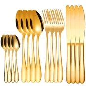 shumee Set jedilnega pribora Gold iz nerjavečega jekla 24-delni set jedilnega pribora za 6 oseb
