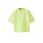 MANGO KIDS Majica SLOW limeta / črna / bela