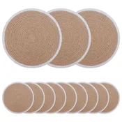 vidaXL Placemeti iz jute 12 pcs Naravna in bela O 30 cm
