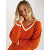 RUE PARIS Ženski dolgi pulover Florad temno oranžna Universal