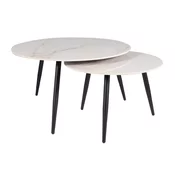 Komplet klubskih mizic Detroit 602 (Beli marmor) Beli marmor, 45cm, Keramika, Okrogla