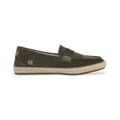 Pepe Jeans za moške. PMS10337 Zeleni usnjeni mokasini Tourist Coast (40), Ravna stran, Semiš, Priložnostno, Zelena