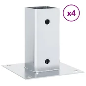 Vidaxl Podstavki za stebre kvadratni 4 kosi srebrni 61x61 mm