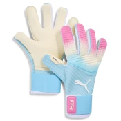 PUMA FUTURE Pro RE-CHARGE Goalkeeper Gloves Youth, Accessories, Sunset Pink/Hero Blue/White, 8.5